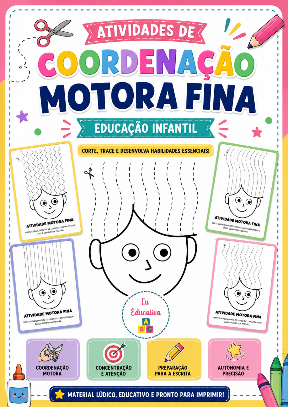 Atividades Coordenação Motora Fina- Cabelos PDF