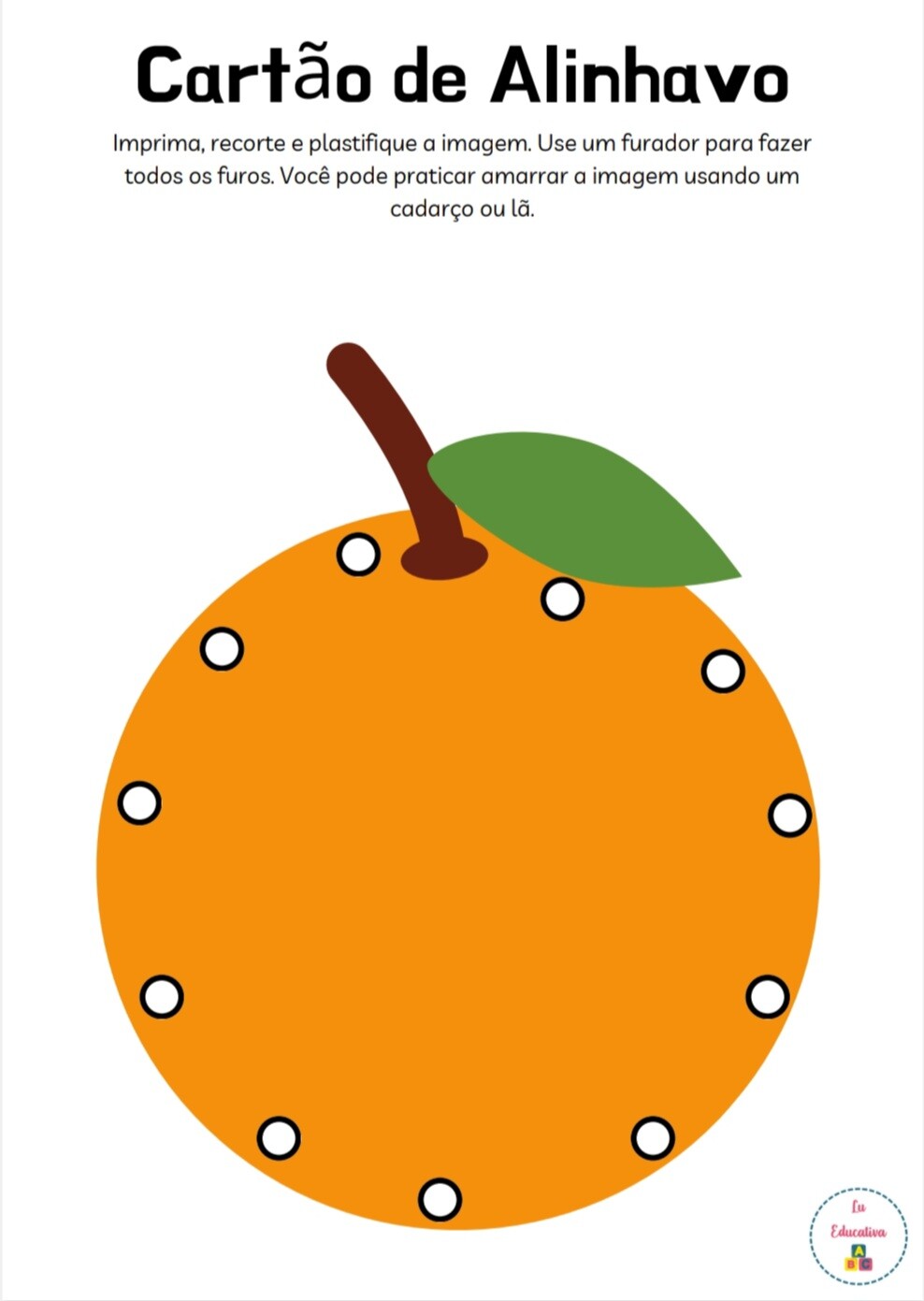 Cartão de Alinhavo - Frutas