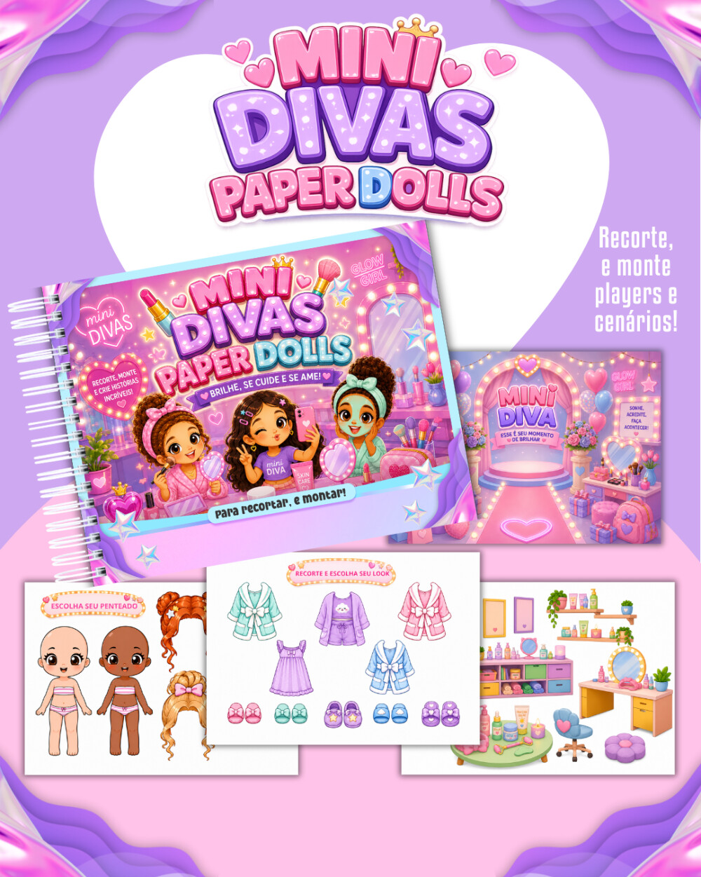 Recorte e Monte Paper Dolls Folhas Avulsas A5 (Meninos e Meninas)