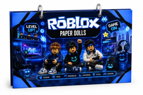 Recorte e Monte Paper Dolls Folhas Pasta Personalizada A5 (Menino