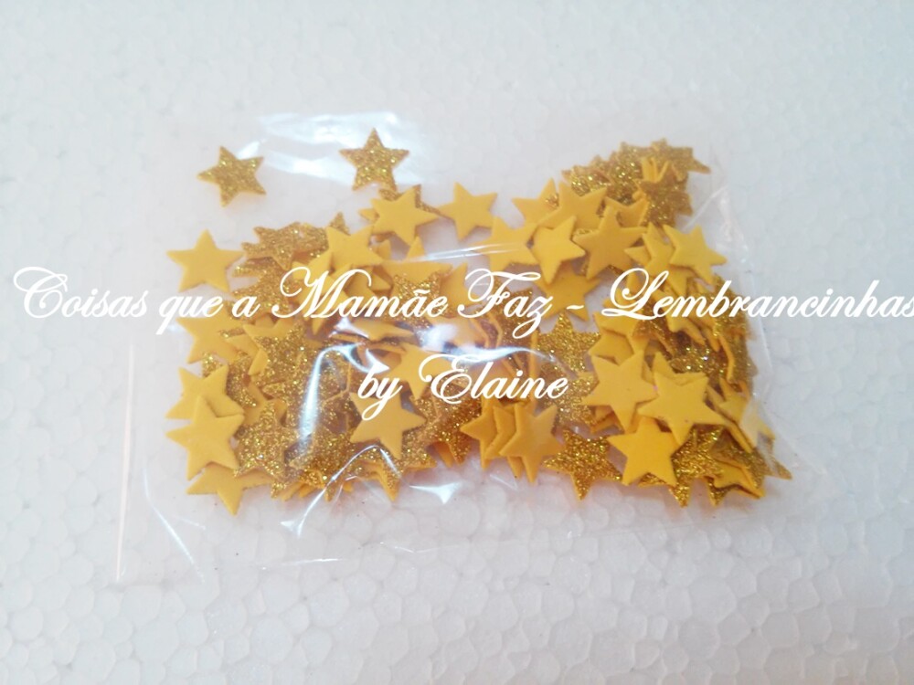 100 Apliques de estrela em EVA glitter 1,5cm (não é adesivo)