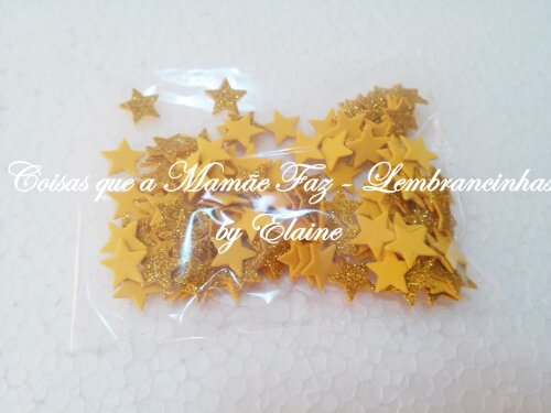 100 Apliques de estrela em EVA glitter 1,5cm (não é adesivo)