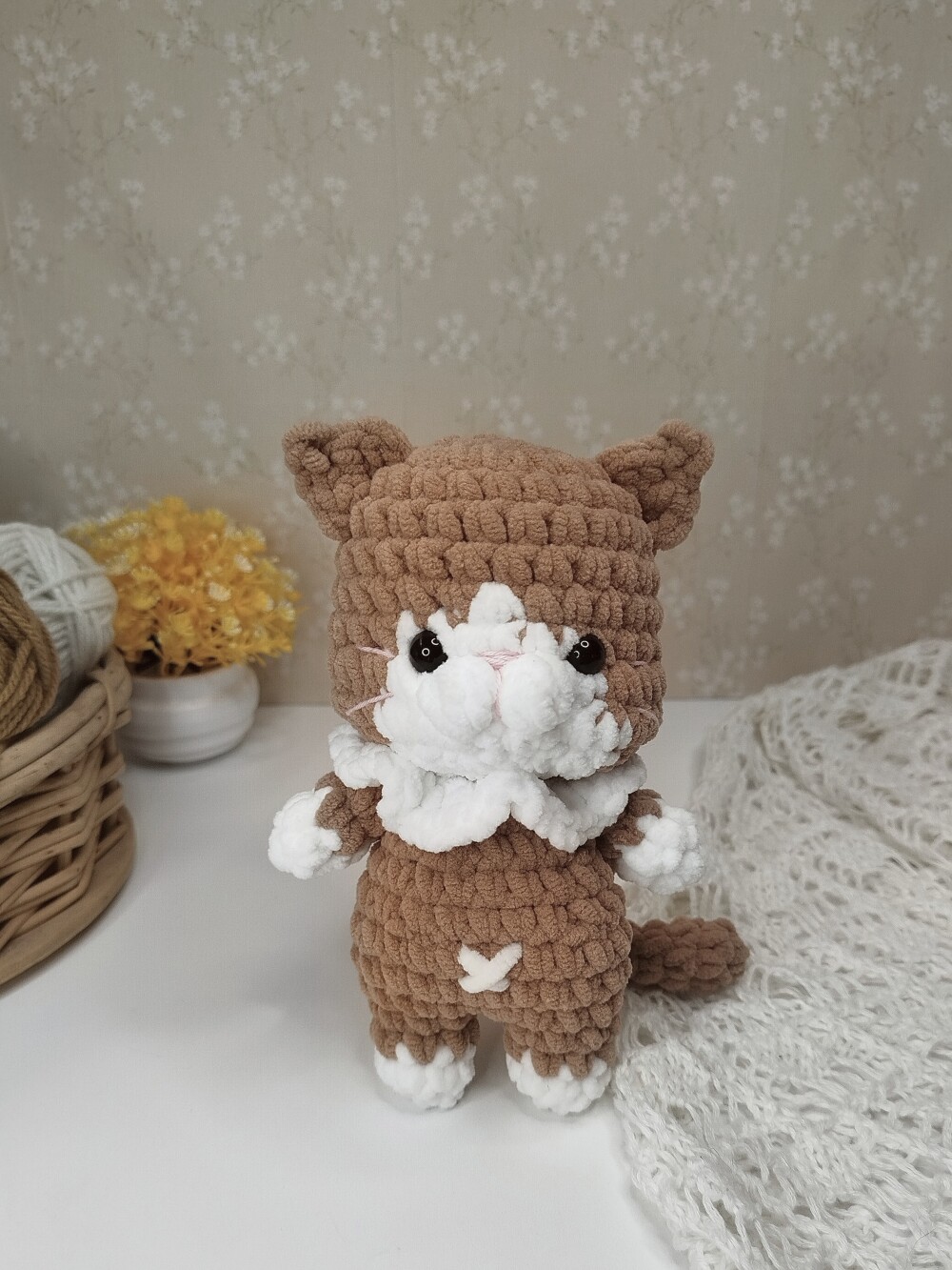 Gato de Pelúcia Gatinho de Crochê Amigurumi Gato Fofo
