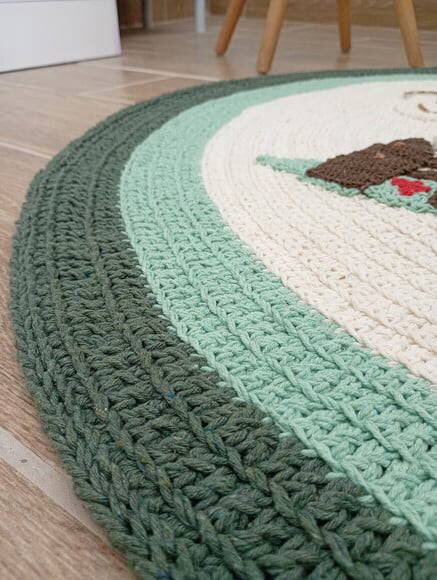 Tapete Infantil Cavalo Fazendinha Crochê Algodão 1m Verde