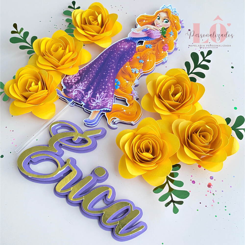 TOPO DE BOLO RAPUNZEL ENROLADOS - ARQUIVO DE CORTE