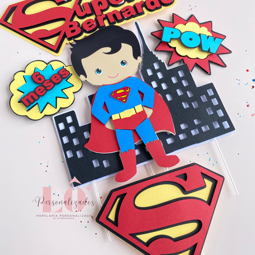 TOPO DE BOLO SUPER MAN 3D- ARQUIVO DE CORTE