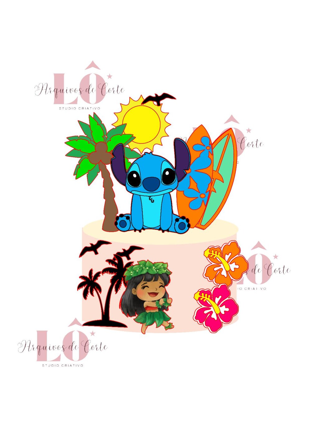 TOPO DE BOLO LILO E STITCH - ARQUIVO DE CORTE#1