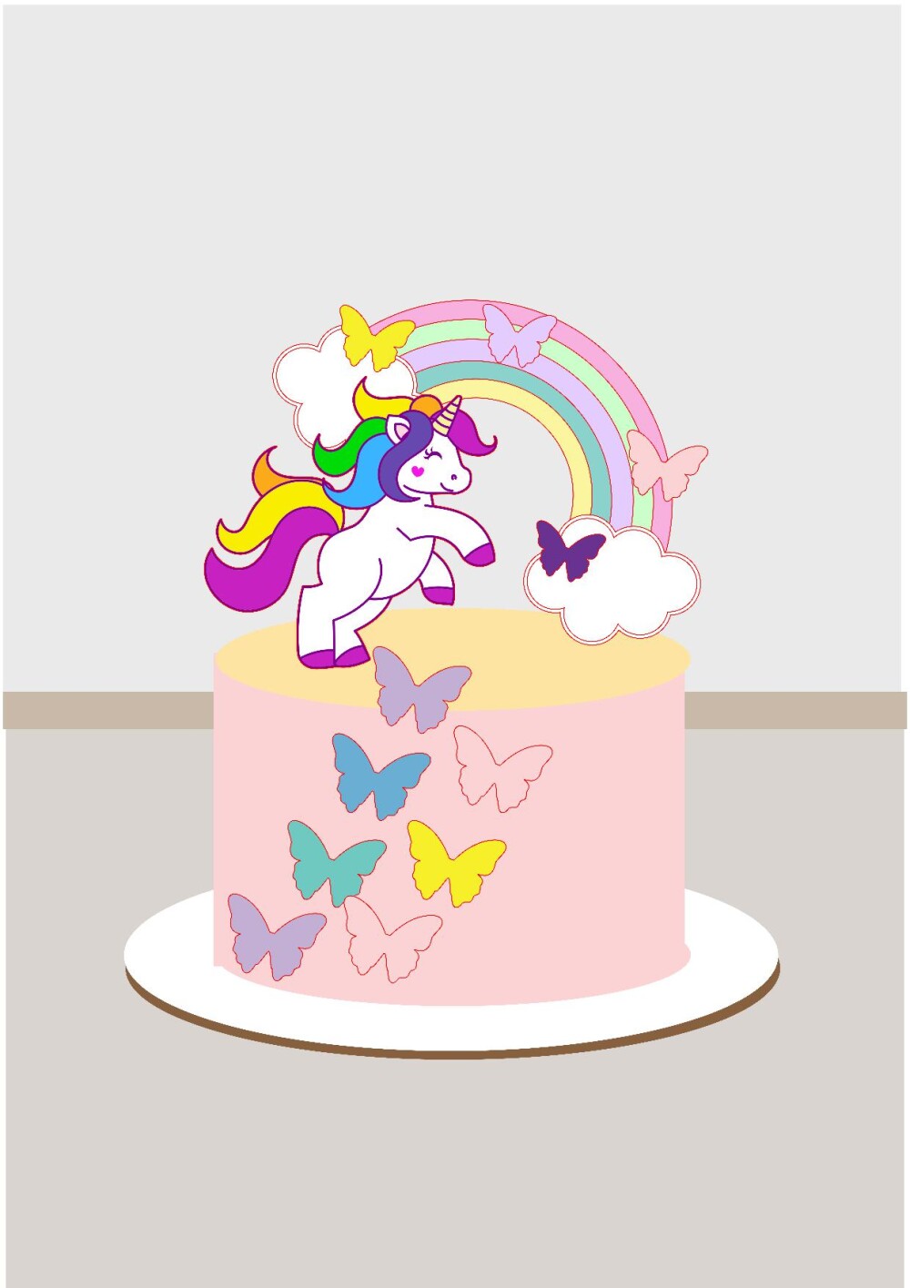 TOPO DE BOLO CAMADAS UNICORNIO - ARQUIVO DE CORTE