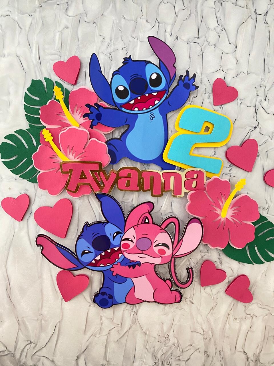TOPO DE BOLO STITCH E ANGEL - ARQUIVO DE CORTE