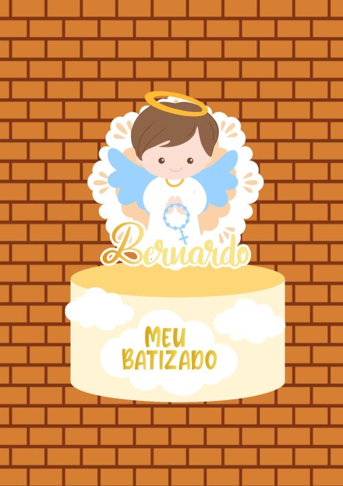 TOPO DE BOLO BATIZADO MENINO 3D- ARQUIVO DE CORTE