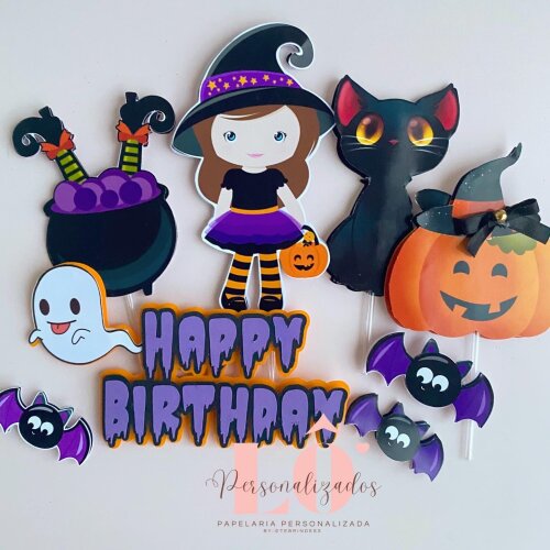 TOPO DE BOLO HAPPY BIRTHDAY HALLOWEEN - ARQUIVO DE CORTE