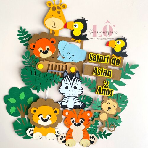 TOPO DE BOLO SAFARI CAMADAS 3D - ARQUIVO DE CORTE