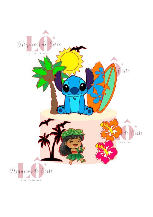 TOPO DE BOLO LILO E STITCH - ARQUIVO DE CORTE#1
