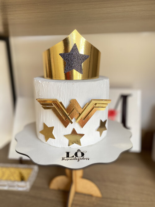 TOPO DE BOLO MULHER MARAVILHA TIARA + BRINDE - ARQUIVO DE CORTE