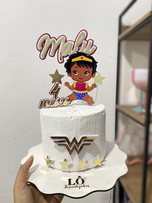TOPO DE BOLO MULHER MARAVILHA TIARA + BRINDE - ARQUIVO DE CORTE