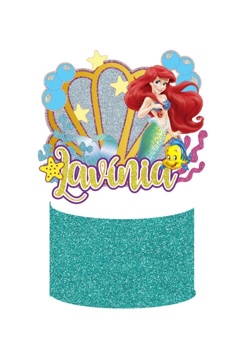 TOPO DE BOLO SEREIA ARIEL SHAKER - ARQUIVO DE CORTE