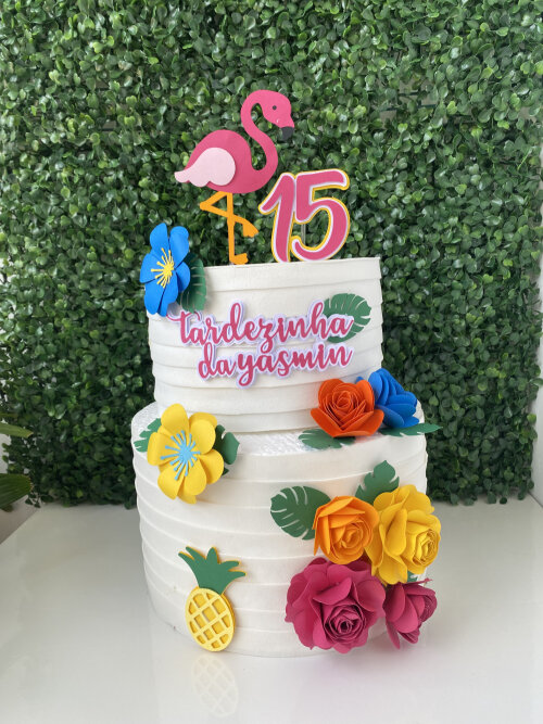 TOPO DE BOLO TARDEZINHA FLAMINGO - ARQUIVO DE CORTE
