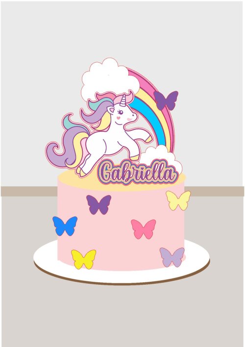 TOPO DE BOLO UNICORNIO 3D - ARQUIVO DE CORTE