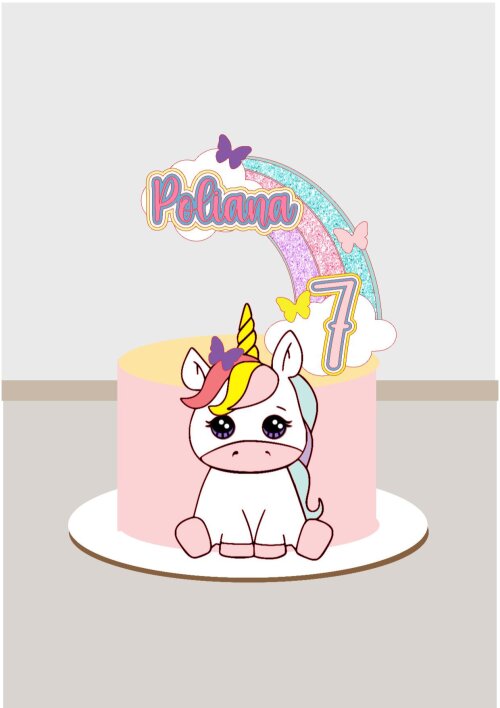 TOPO DE BOLO UNICORNIO CUTE - ARQUIVO DE CORTE