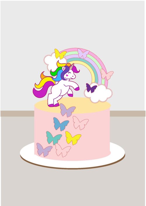 TOPO DE BOLO CAMADAS UNICORNIO - ARQUIVO DE CORTE