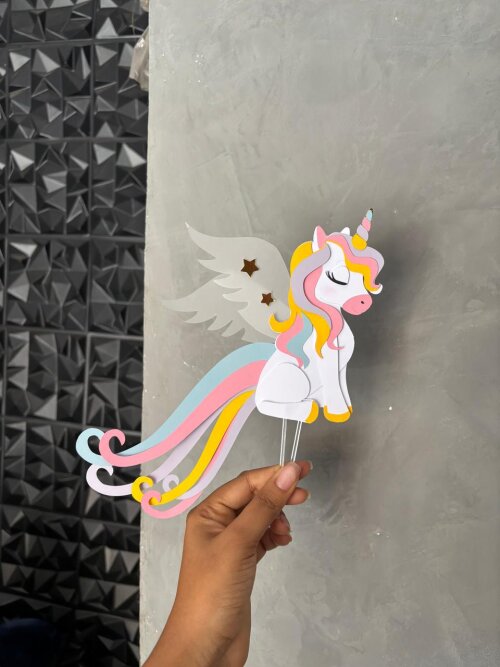TOPO UNICORNIO ARCO IRIS 3D - ARQUIVO DE CORTE