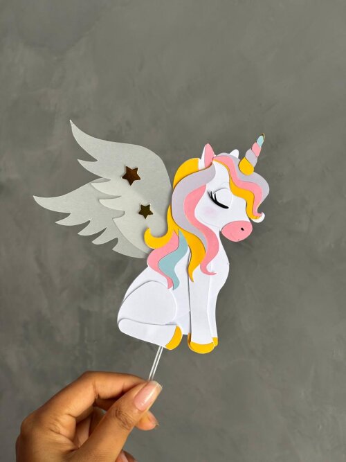 TOPO UNICORNIO ARCO IRIS 3D - ARQUIVO DE CORTE