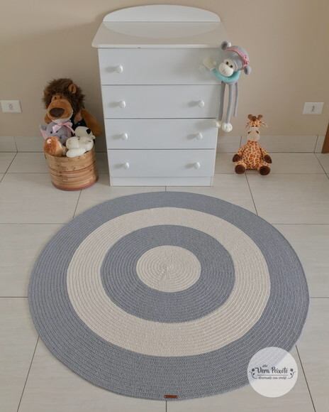 Decoração Quarto de Bebê - Tapete Off e Cinza 1,20