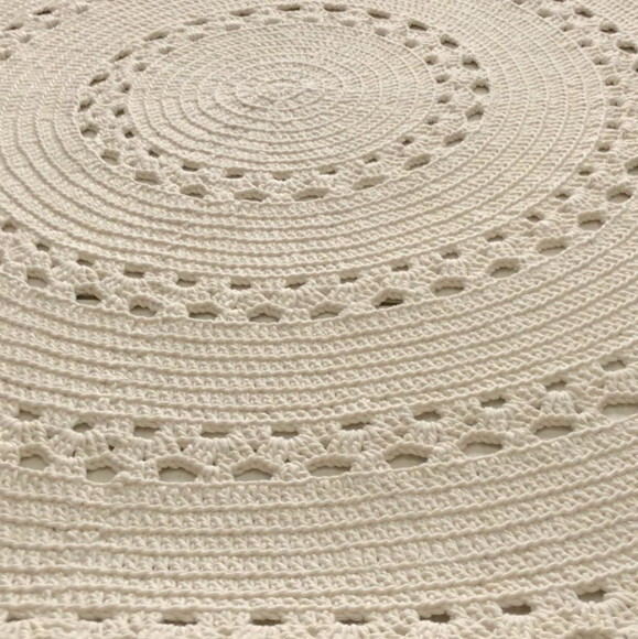 Tapete de Crochê Sala Off White