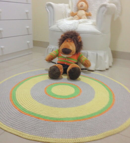 Tapete quarto de bebê e Infantil Amarelo E Cinza
