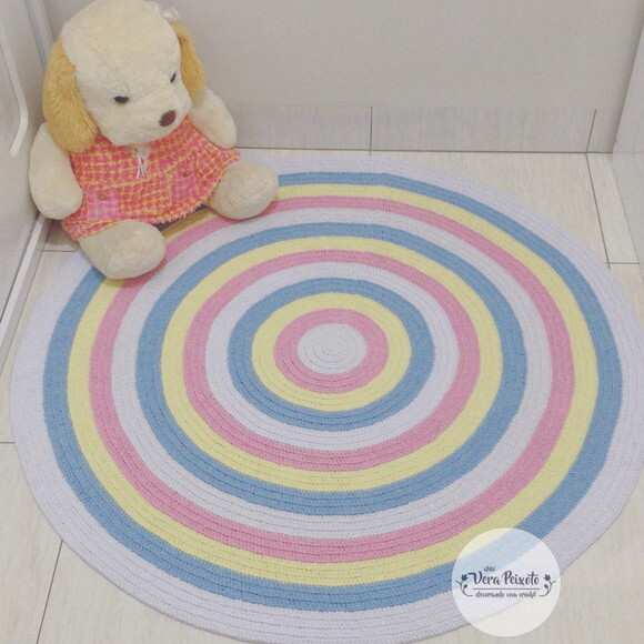 Tapete quarto de bebê Infantil menina Candy Colors de crochê re