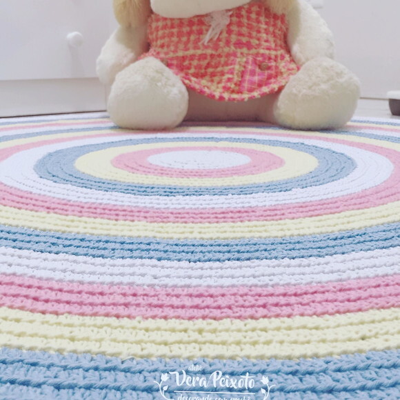 Tapete quarto de bebê Infantil menina Candy Colors de crochê re