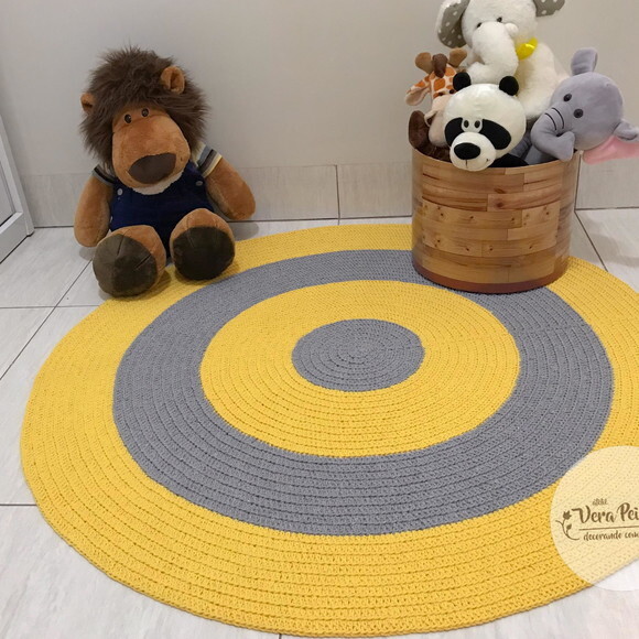 Tapete Infantil Cinza E Amarelo