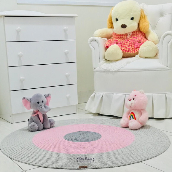 Tapete Infantil Cinza E Rosa