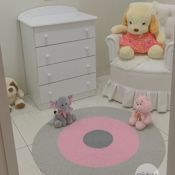 Tapete Infantil Cinza E Rosa