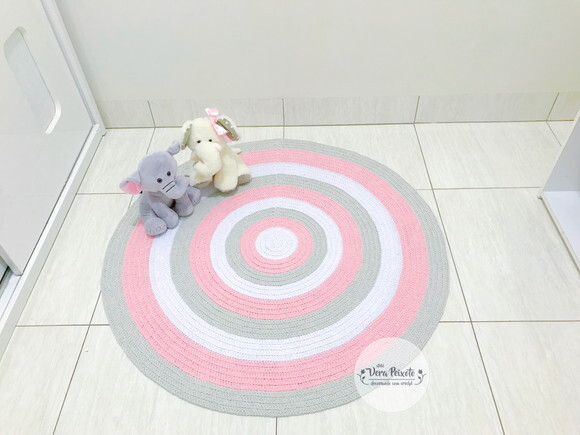 Tapete Infantil Cinza E Rosa