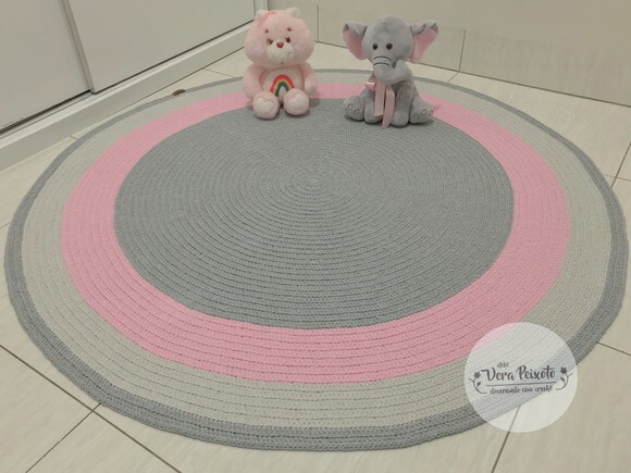 Tapete Infantil Cinza E Rosa