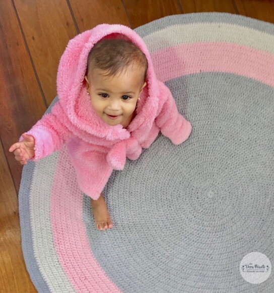Tapete Infantil Cinza E Rosa
