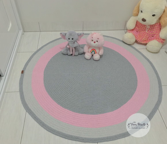 Tapete Infantil Cinza E Rosa