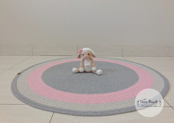 Tapete Infantil Cinza E Rosa
