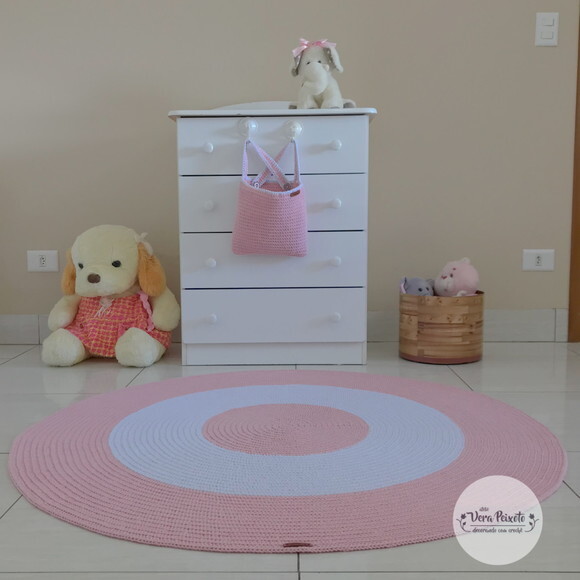 Tapete quarto de bebê eInfantil Menina em crochê redondo