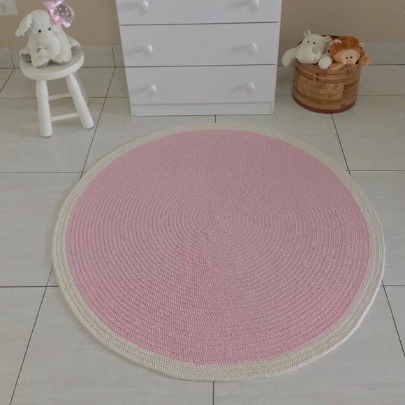 Tapete Infantil Redondo Rosa Bebê