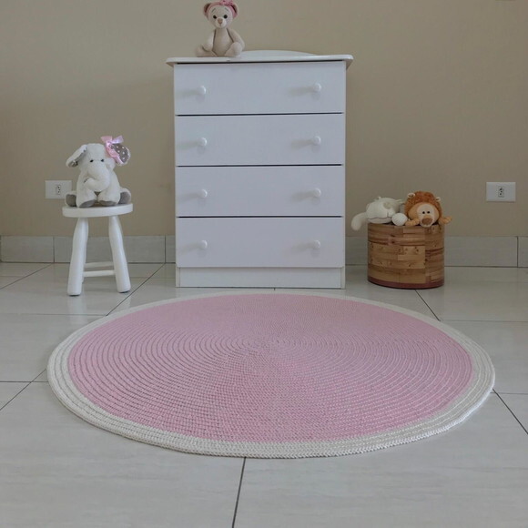 Tapete Infantil Redondo Rosa Bebê