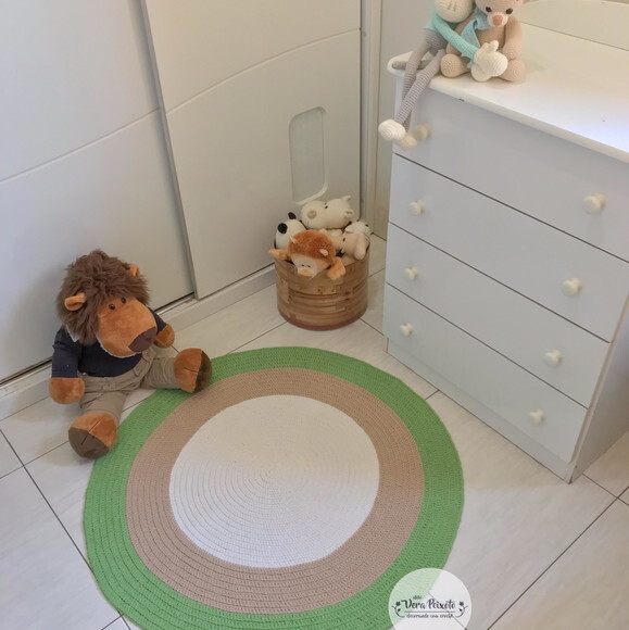 Tapete Safari- Off White, Bege e Verde - 90 cm - Pronta Entr