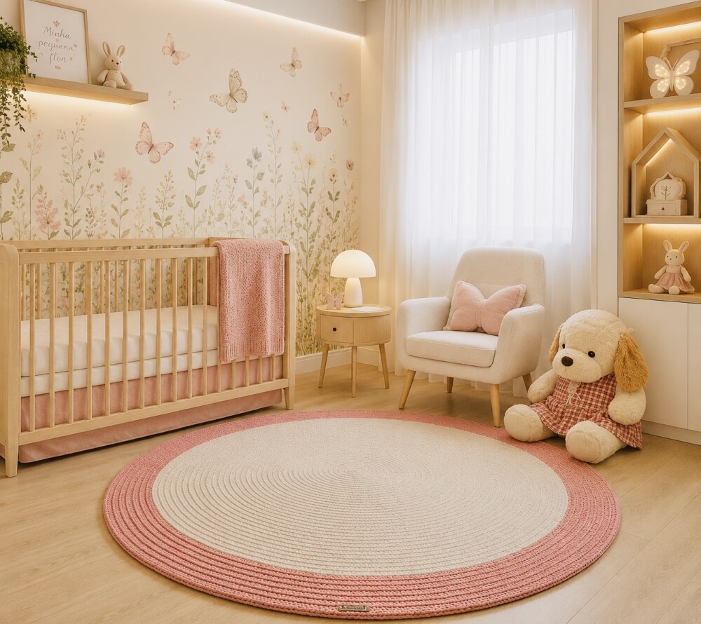 Tapete Decoração Quarto De Bebê jardim encantado menina Tapete
