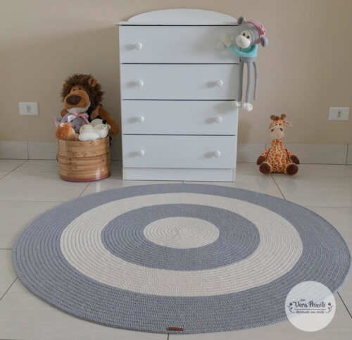 Decoração Quarto de Bebê - Tapete Off e Cinza 1,20