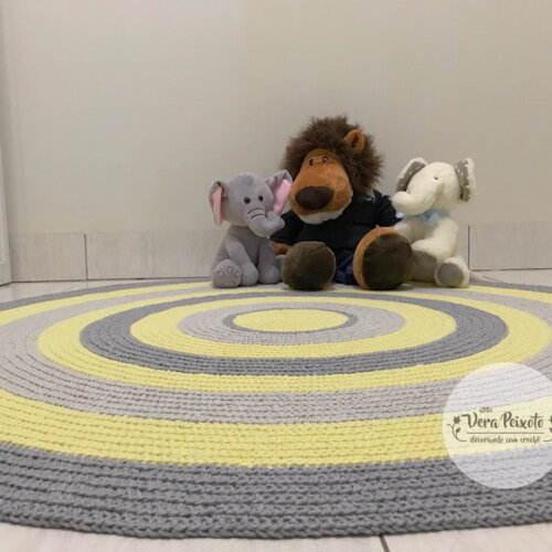 Tapete quarto de bebê e Infantil de crochê redondo Amarelo E Ci