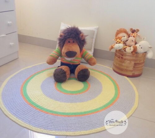 Tapete quarto de bebê e Infantil Amarelo E Cinza