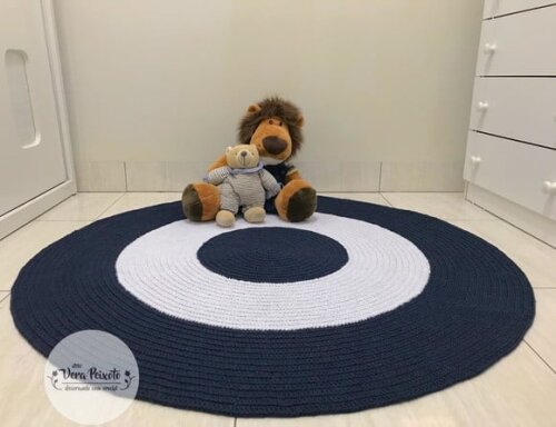 Tapete quarto de bebê e infantil  Azul  Marinho E Branco em croc