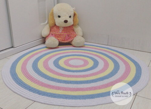 Tapete quarto de bebê Infantil menina Candy Colors de crochê re