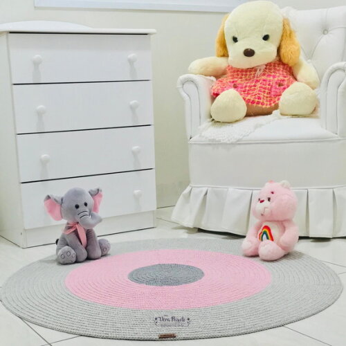 Tapete Infantil Cinza E Rosa
